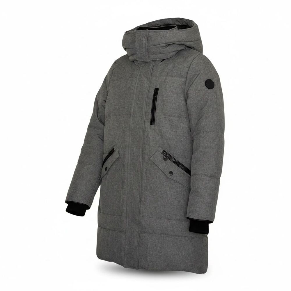 Noize Meg Heavy Weight Parka Coat Mid Length Vegan Cruelty Free Women Gray S